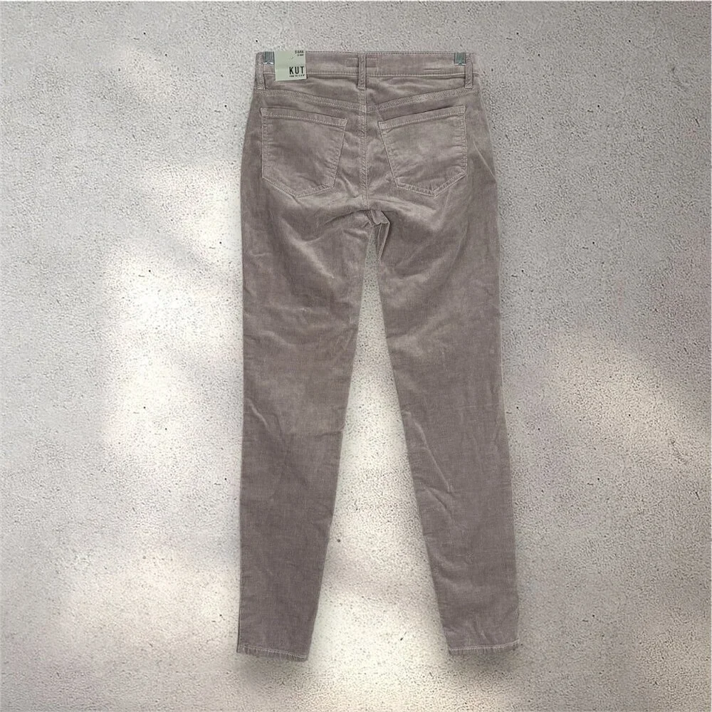 KUT From The Kloth Diana Skinny Pants Women’s 0 Concrete Gray Corduroy High Rise - Picture 2 of 8